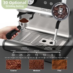 Takywep Máquina de Espresso 20 Bar com Moedor e Vaporizador 2,8l Cinza - 2