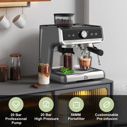 Takywep Máquina de Espresso 20 Bar com Moedor e Vaporizador 2,8l Cinza - 4