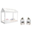 Ver imagem 1 de Quarto Infantil Completo com Mesa de Cabeceira 1 Gav e Cama Montessoriana Crystal Branco - Rede Móve