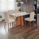 Ver imagem 2 de Sala de Jantar 130x80cm Tampo Mdf/vidro 4 Cadeira Cimol Maitê Cimol Cinamomo/off/mad/nude