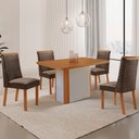 Ver imagem 1 de Mesa de Jantar Isadora 120cm Tampo MDF Laminado Canto Copo com 4 Cadeiras Yasmin