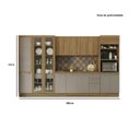 Ver imagem 2 de Armário de Cozinha Modulada Completa Reta 9 Peças 3,60m Botanic Kappesberg - Nogueira/Fendi