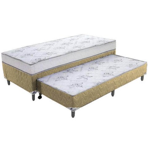 Box Base Conjugada Mola Solteiro com Auxiliar Suede:areia