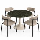 Ver imagem 3 de Mesa de Jantar Saarinen Redonda 160 cm Tampo Mármore Verde Guatemala Base Laca Off White