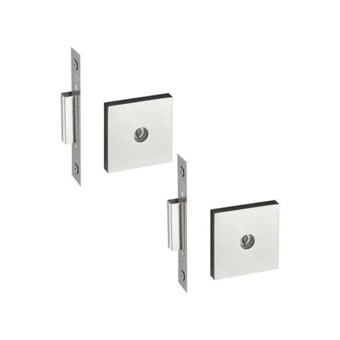 Fechadura Trava de Segurança Tetra Dupla Auxiliar Pado Quadrada Inox Escovado