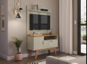 Ver imagem 1 de Rack + Painel Si 90cm Estilo Retrô para Tv até 32'' Polegadas Cor Off White / Cinamomo Pt