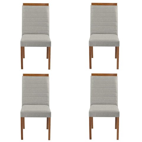 Kit 4 Cadeiras Decorativas Sala de Jantar Luxo Sueli Facto Prata - Mozzelar