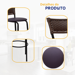 Banqueta para Cozinha Banco Alto Junco Argila Balcão Ilha Bancada Bares Piscina Área Gourmet - 4