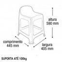 Ver imagem 2 de Kit 3 Banquetas de Plástico Banquinho com Encosto Preto Empilhável
