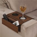 Ver imagem 3 de Kit 2 Bandeja Esteira para Braço de Sofá Mel com Porta Copos e Controle