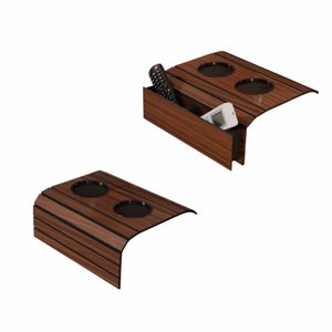 Kit 2 Bandeja Esteira para Braço de Sofá Mel com Porta Copos e Controle
