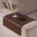 Ver imagem 2 de Kit 2 Bandeja Esteira para Braço de Sofá Mel com Porta Copos e Controle