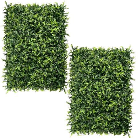 2 Quadros de Samambaia Artificial com Folhagem Verde Decoração Moderna e Realista para Parede
