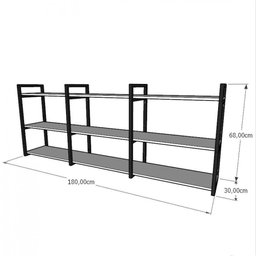 Prateleira Industrial para Livros - Ferro e Madeira - Estante de Parede - 3