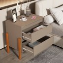 Ver imagem 2 de Mesa de Cabeceira Verona 2 Gavetas Corrediça Telescópica Pés Madeira Mdf Moderno:gris/nature/gris