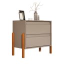 Ver imagem 3 de Mesa de Cabeceira Verona 2 Gavetas Corrediça Telescópica Pés Madeira Mdf Moderno:gris/nature/gris