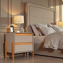 Ver imagem 1 de Mesa de Cabeceira Verona 2 Gavetas Corrediça Telescópica Pés Madeira Mdf Moderno:gris/nature/gris