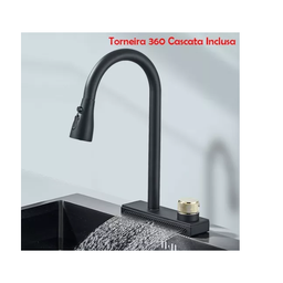 Cuba Gourmet Premium Torneira Cascata Lavador Copos Preto Aço Inoxidável 304 Pia Cozinha - Brinovar - 3