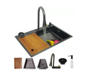 Ver imagem 1 de Cuba Gourmet Premium Torneira Cascata Lavador Copos Preto Aço Inoxidável 304 Pia Cozinha - Brinovar