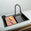 Ver imagem 6 de Cuba Gourmet Premium Torneira Cascata Lavador Copos Preto Aço Inoxidável 304 Pia Cozinha - Brinovar