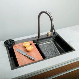 Cuba Gourmet Premium Torneira Cascata Lavador Copos Preto Aço Inoxidável 304 Pia Cozinha - Brinovar - 6