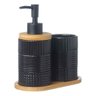 Kit Banheiro Lavabo Bambu Dispenser Líquido Escova Pia / 354 - 6