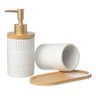 Kit Banheiro Lavabo Bambu Dispenser Líquido Escova Pia / 354 - 7