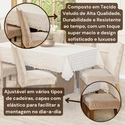 Capa de Cadeira Jantar Avulsa Lisa Splendore Ajustável com Elástico - Tecido Veludo Suede Decoração  - 5