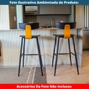 Ver imagem 7 de Kit 2 Banquetas Altas Analu Rivatti 100cm (alt) Assento Encosto Pp Preto Detalhe Pu Marrom Base Aço