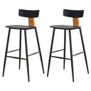 Ver imagem 1 de Kit 2 Banquetas Altas Analu Rivatti 100cm (alt) Assento Encosto Pp Preto Detalhe Pu Marrom Base Aço