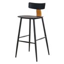 Ver imagem 2 de Kit 2 Banquetas Altas Analu Rivatti 100cm (alt) Assento Encosto Pp Preto Detalhe Pu Marrom Base Aço