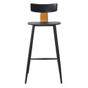 Ver imagem 3 de Kit 2 Banquetas Altas Analu Rivatti 100cm (alt) Assento Encosto Pp Preto Detalhe Pu Marrom Base Aço