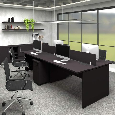 Plataforma 2,70m C/ Divisória P/ 4 Pessoas e 2 Gav. Pre F5 Cor:preto