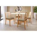 Ver imagem 1 de Conjunto Sala de Jantar Elma Premium Madeira Maciça C/ Tampo Madeirado C/ Vidro 120x80cm e 4