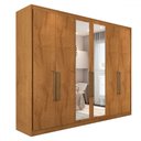 Ver imagem 3 de Guarda-roupa Casal Guarujá 6 Portas 6 Gavetas com Espelho 100% Mdf Peroba - Panorama Móveis