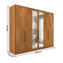 Ver imagem 5 de Guarda-roupa Casal Guarujá 6 Portas 6 Gavetas com Espelho 100% Mdf Peroba - Panorama Móveis