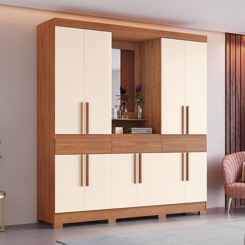 Guarda Roupa Casal Ambiente B374 Nature Off White Henn - Briz Móveis