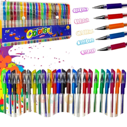 Kit de Canetas Gel Glitter Esferográficas 24 Cores Perfumado Escola Creche - 1