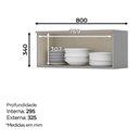 Ver imagem 3 de Armario Aereo Basculante Mdf 80 Cm Americana C354 Cinza Henn