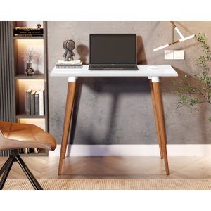 Mesa Escrivaninha Retrô em Mdf e Pés Palito de Madeira