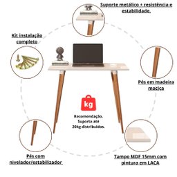 Mesa Escrivaninha Retrô em Mdf e Pés Palito de Madeira - 4