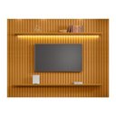 Ver imagem 2 de Painel Ripado para TV até 75 Polegadas com LED 100% MDF 230cmx220cm 2 Prateleiras Roma Marrom Cinamomo