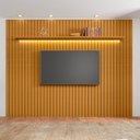 Ver imagem 5 de Painel Ripado para TV até 75 Polegadas com LED 100% MDF 230cmx220cm 2 Prateleiras Roma Marrom Cinamomo
