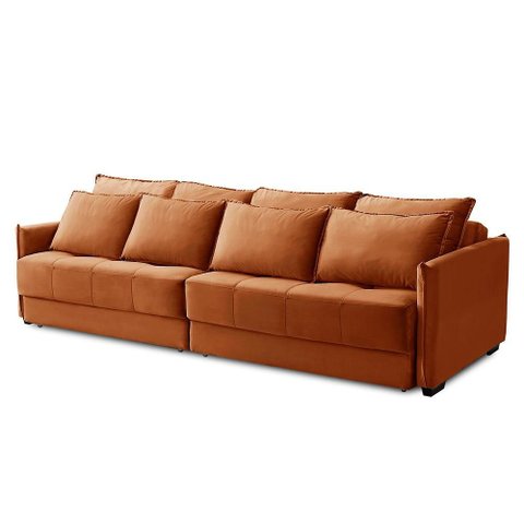 Sofá sem Caixa Retrátil Reclinável 2,10m Catarina Veludo Terracota Rover & Beato