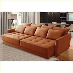 Sofá sem Caixa Retrátil Reclinável 2,10m Catarina Veludo Terracota Rover & Beato - 2