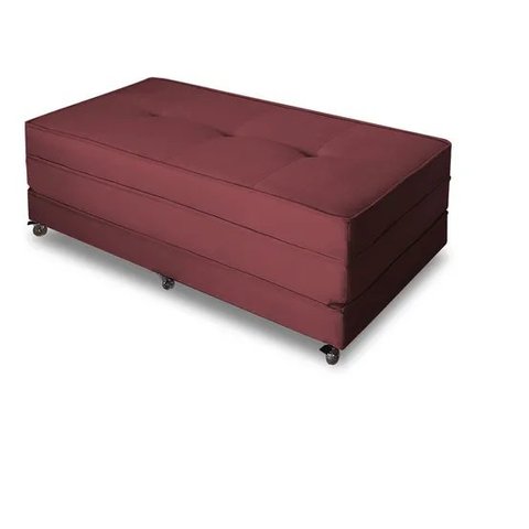 Puff Cama Multiuso Casal Com Rodízios Vermelho escuro