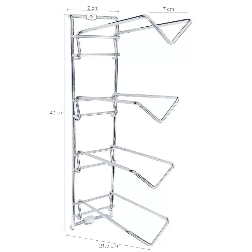 Adega para Parede Suporte para 4 Garrafas de Vinho Ms Aramados Cromado - 3