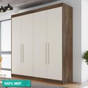 Ver imagem 1 de Guarda-roupa Casal 100% Mdf 4 Portas 3 Gavetas 13 Nichos Nantes Europa Braúna/off White