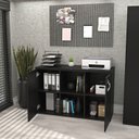 Ver imagem 4 de Armário Credenza Escritório Baixo Semiaberto Portas C/chave Netmobil - Preto