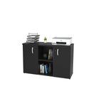 Ver imagem 1 de Armário Credenza Escritório Baixo Semiaberto Portas C/chave Netmobil - Preto